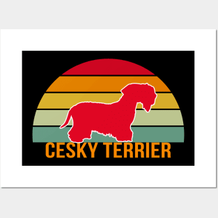 Cesky Terrier Vintage Silhouette Posters and Art